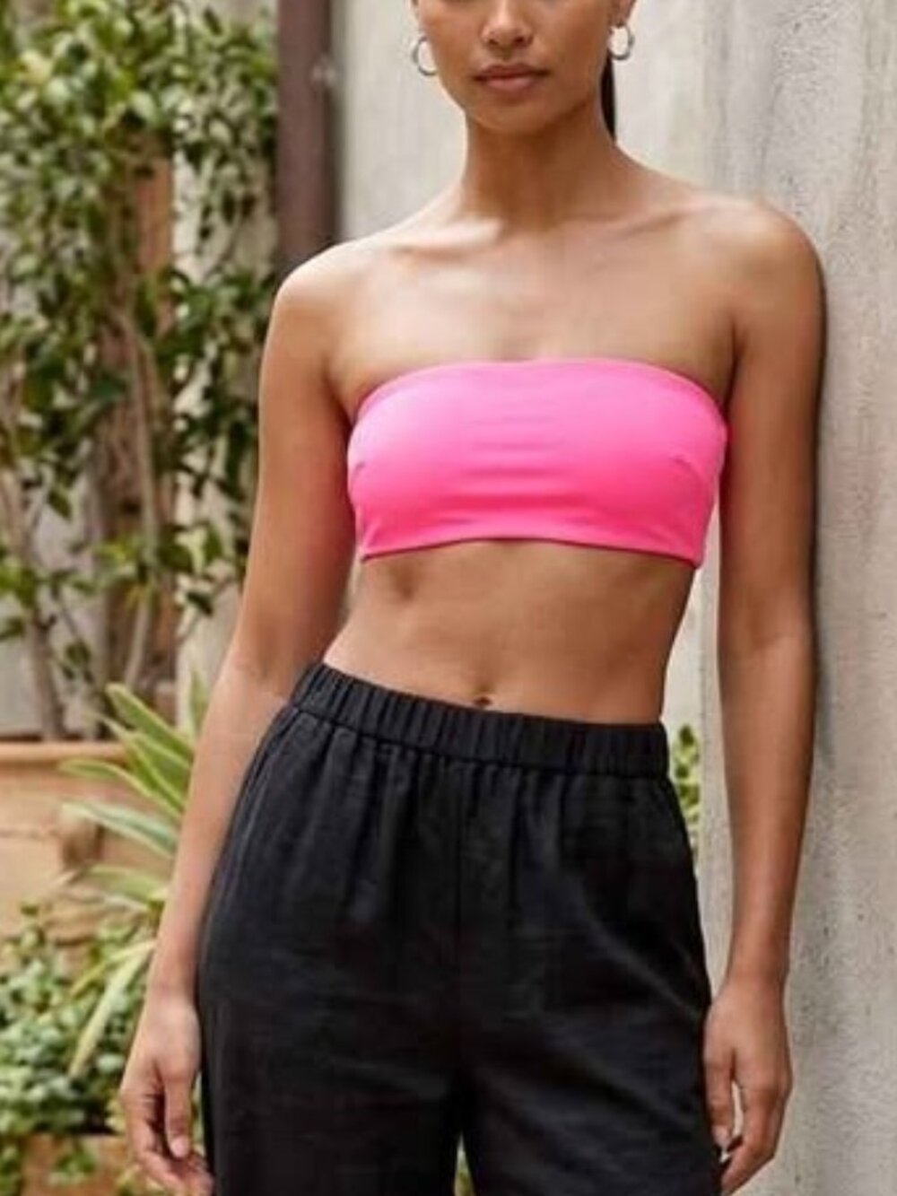 H&M Hot Pink Strapless Bandeau Cyber Festival Summer Beach Bikini Top, Size 8